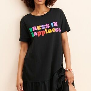 FARM Rio Black Maxi Dress with Multicolor Slogan